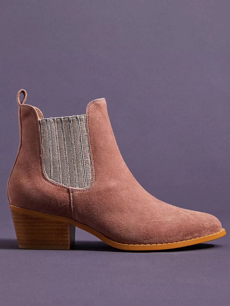Anthropologie Pink Metallic Chelsea Ankle Booties Size 11 Nwot